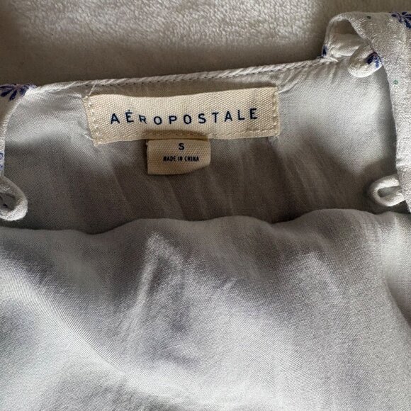 Aeropostale Floral Boho Sleeveless Rayon Dress White & Blue Size Small - Picture 5 of 11